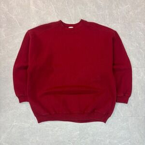 Vintage Chic Sweatshirt Mens Large Red Crewneck Fleece Pullover Made in USA 3130